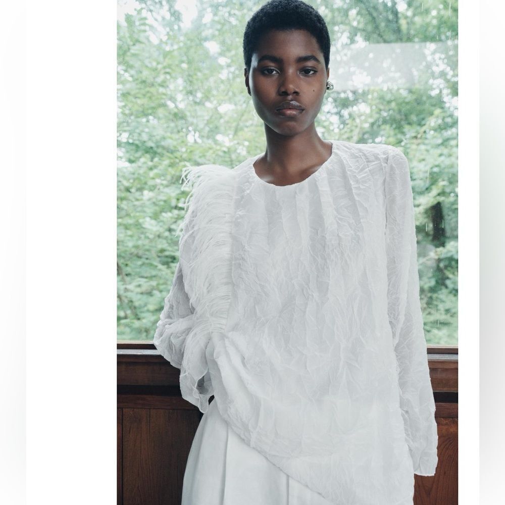 Zara wrinkled effect feather top